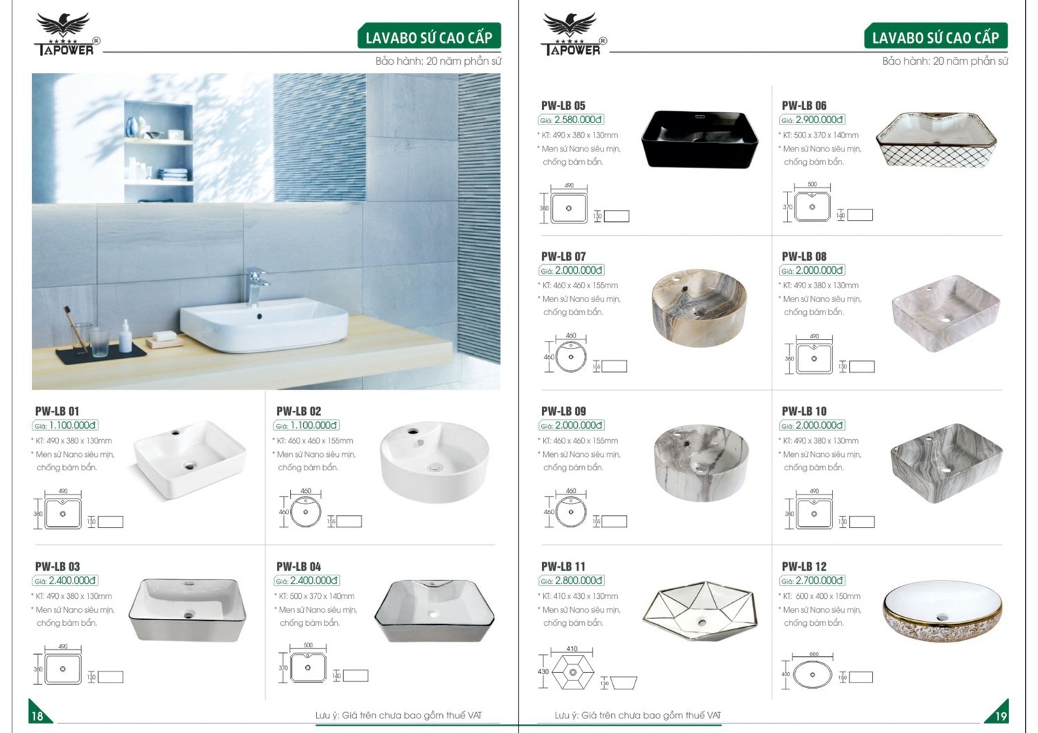 Thiết bị vệ sinh TAPOWER Catalogue và Bảng giá mới nhất /Page 10